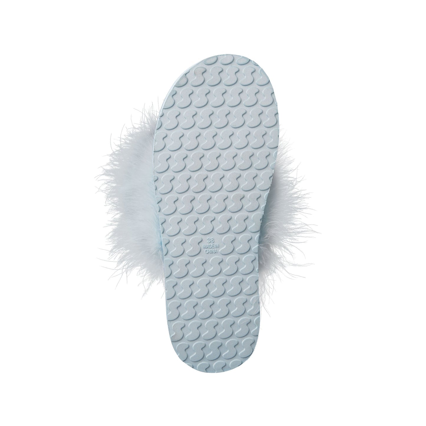 FAUX FEATHER SLIPPER | BABY BLUE