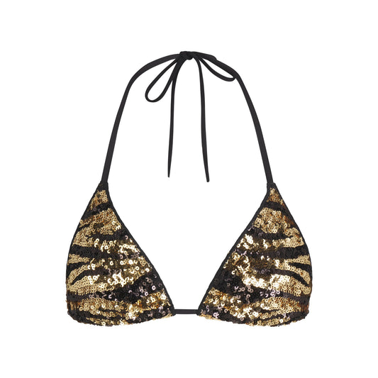 ICONIC SWIM SEQUIN TRIANGLE BIKINI TOP | BISCOTTI SEQUINED ZEBRA