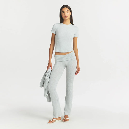 COTTON JERSEY FOLDOVER PANT | LIGHT HEATHER GREY