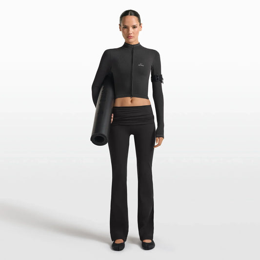 NikeSKIMS MATTE FOLDOVER SLIM FLARE LEGGING | OBSIDIAN