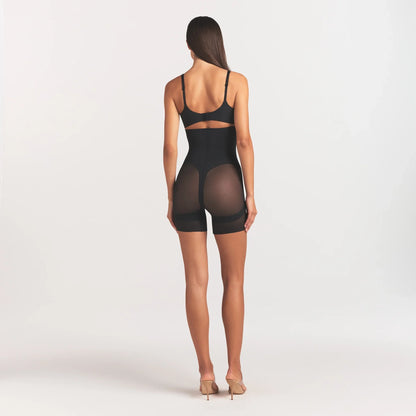 POWER MESH SHAPEWEAR CORE SCULPT HIGH-WAISTED MID THIGH SHORT | ONYX