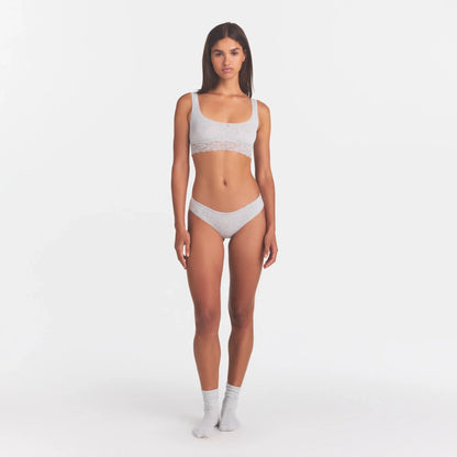 LIGHTWEIGHT COTTON LACE SCOOP BRALETTE | LIGHT HEATHER GREY