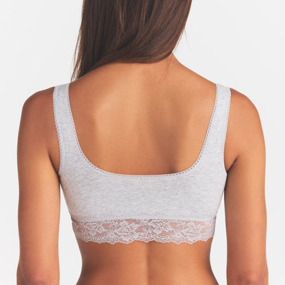 LIGHTWEIGHT COTTON LACE SCOOP BRALETTE | LIGHT HEATHER GREY