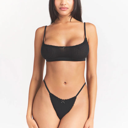 LIGHTWEIGHT COTTON POINTELLE SCOOP BRALETTE | SOOT TONAL