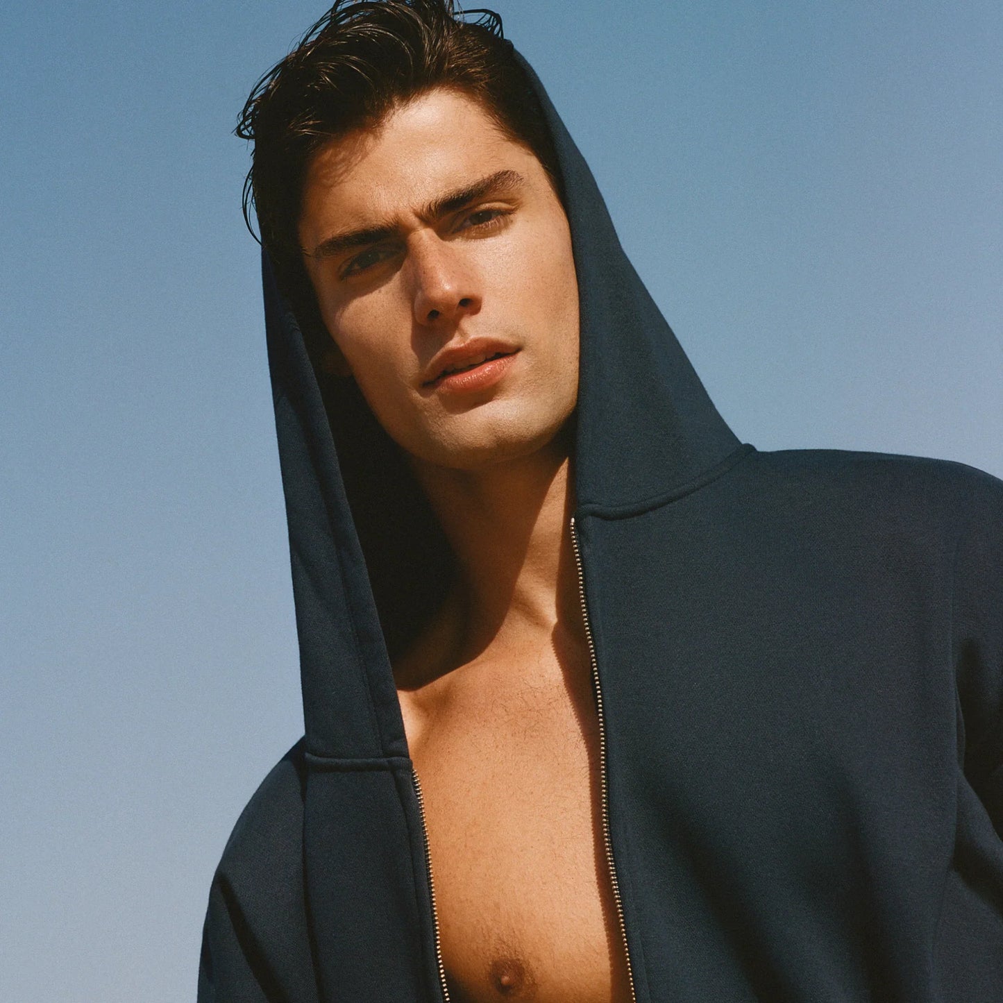 FLEECE LOUNGE MENS RELAXED ZIP UP HOODIE | NAVY