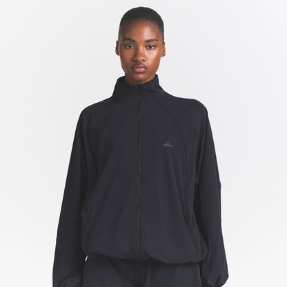 NikeSKIMS STRETCH NYLON OVERSIZED TRACK JACKET | OBSIDIAN