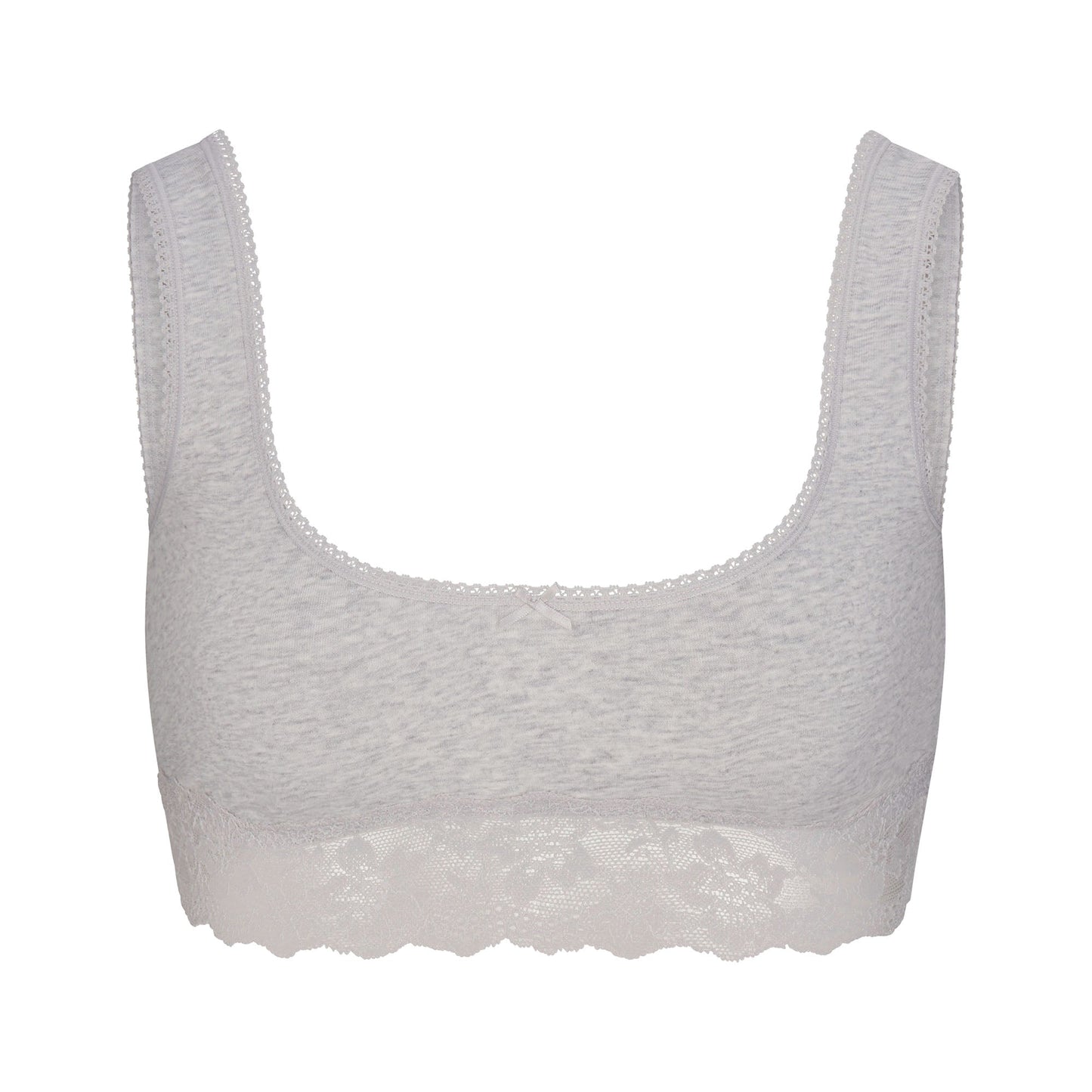 LIGHTWEIGHT COTTON LACE SCOOP BRALETTE | LIGHT HEATHER GREY