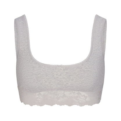 LIGHTWEIGHT COTTON LACE SCOOP BRALETTE | LIGHT HEATHER GREY