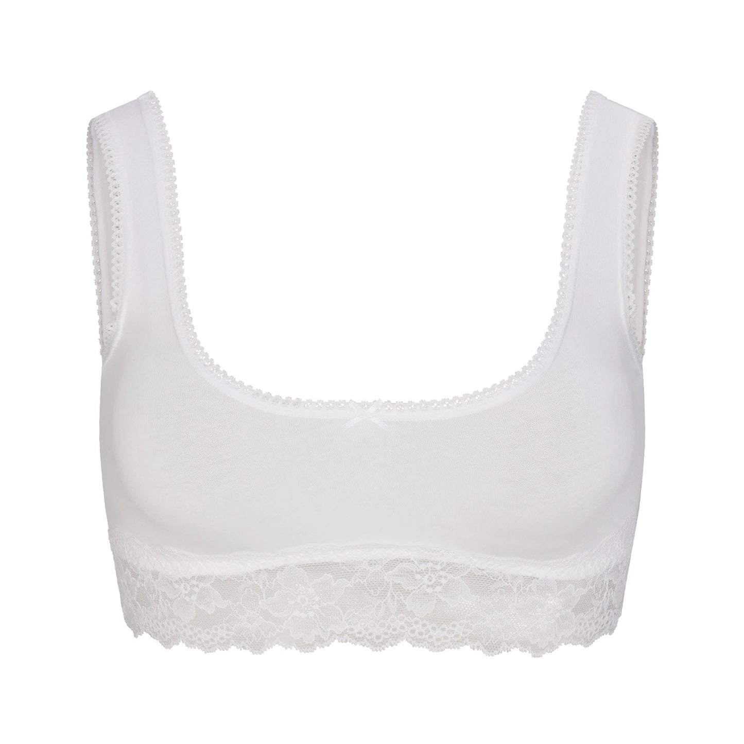 LIGHTWEIGHT COTTON LACE SCOOP BRALETTE | SNOW