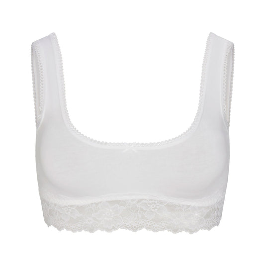 LIGHTWEIGHT COTTON LACE SCOOP BRALETTE | SNOW