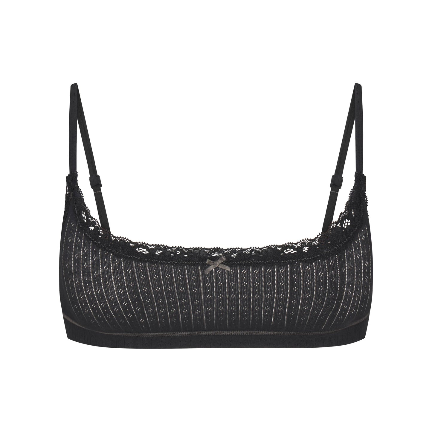 LIGHTWEIGHT COTTON POINTELLE SCOOP BRALETTE | SOOT TONAL