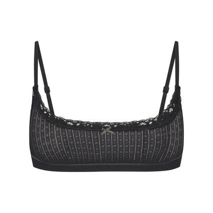 LIGHTWEIGHT COTTON POINTELLE SCOOP BRALETTE | SOOT TONAL