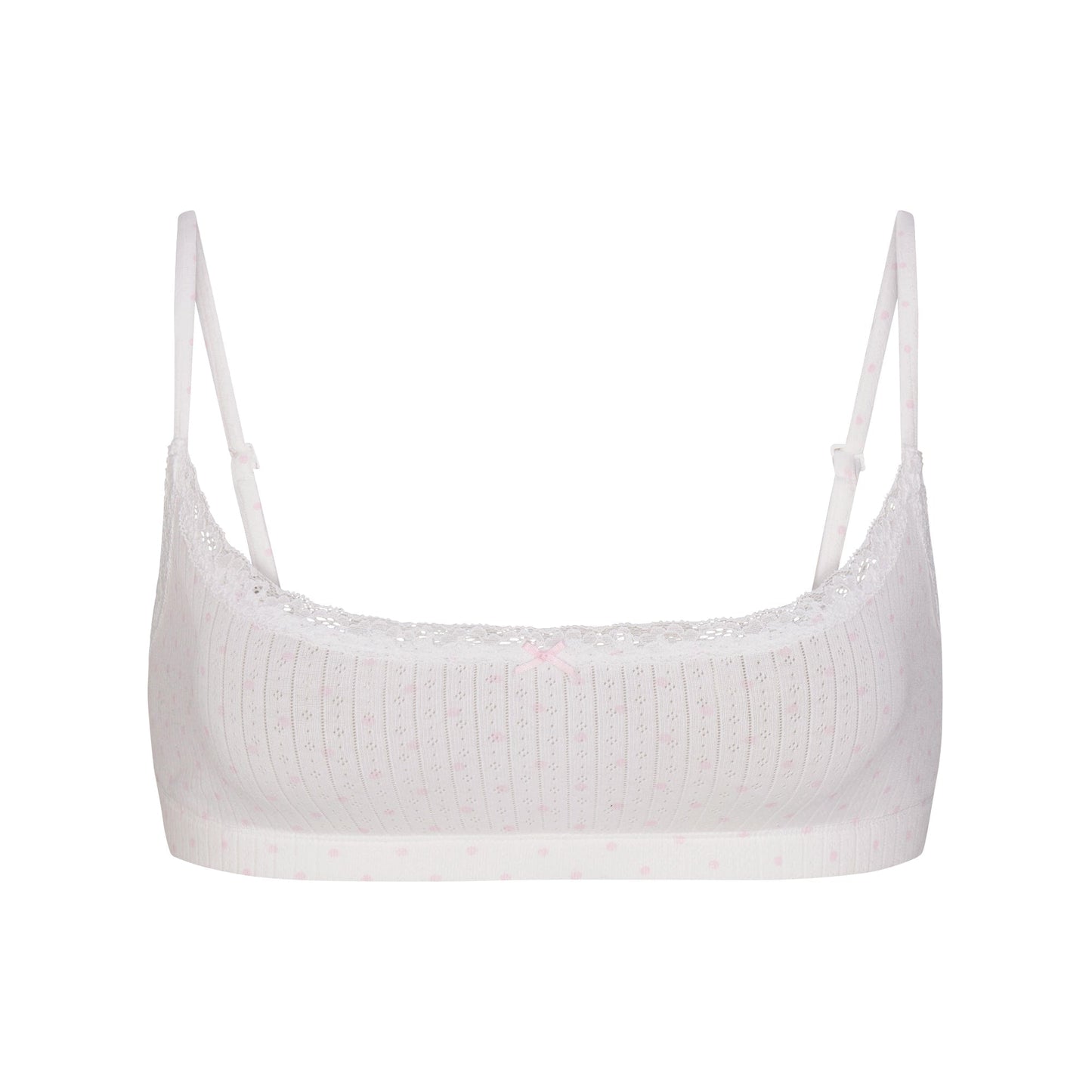 LIGHTWEIGHT COTTON POINTELLE SCOOP BRALETTE | SNOW PEONY PIN DOT