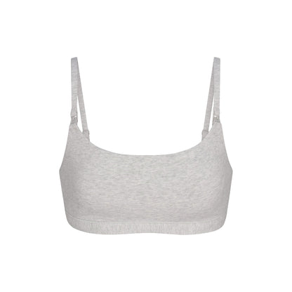 COTTON JERSEY MATERNITY NURSING SCOOP BRALETTE 2-PACK | LIGHT HEATHER GREY