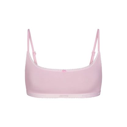 LIGHTWEIGHT COTTON LOGO PICOT SCOOP BRALETTE | PEONY