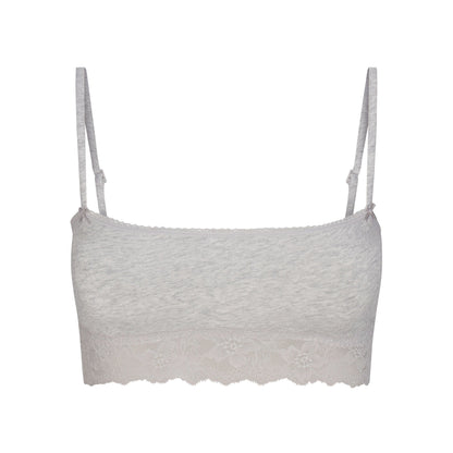 LIGHTWEIGHT COTTON STRAIGHT NECK BRALETTE | LIGHT HEATHER GREY