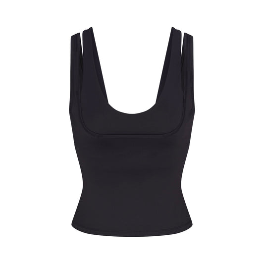 NikeSKIMS MATTE DOUBLE STRAP SCOOP TANK | OBSIDIAN