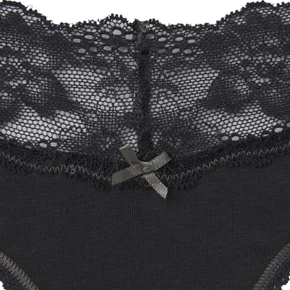 LIGHTWEIGHT COTTON WIDE LACE BRIEF | SOOT TONAL