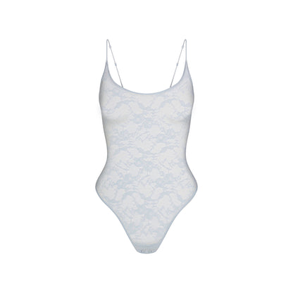 STRETCH LACE SCOOP NECK BODYSUIT | POWDER BLUE