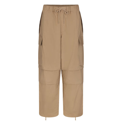 WOVEN COTTON OVERSIZED LOW RISE CARGO PANT | DESERT