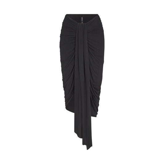 VETTESE X SKIMS SHEER MODAL DRAPED MIDI SKIRT | ONYX