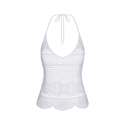 SWIM COVER-UPS CROCHET HALTER CAMI TOP | SNOW