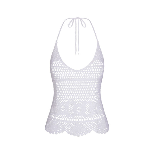 SWIM COVER-UPS CROCHET HALTER CAMI TOP | SNOW
