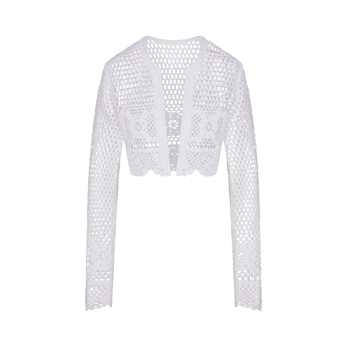 SWIM COVER-UPS CROCHET CROPPED CARDIGAN | SNOW