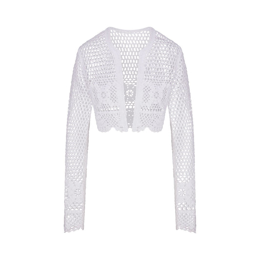SWIM COVER-UPS CROCHET CROPPED CARDIGAN | SNOW