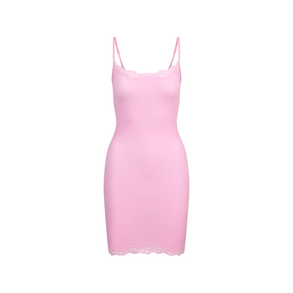 FITS EVERYBODY LACE SLIP DRESS | BUBBLE GUM TONAL