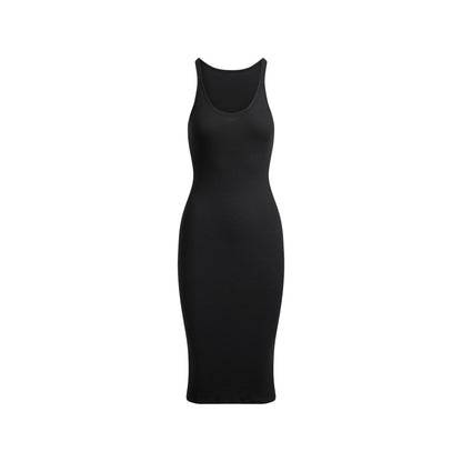 COTTON RIB TANK MIDI DRESS | SOOT