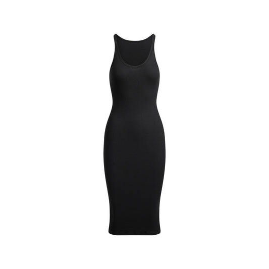 COTTON RIB TANK MIDI DRESS | SOOT