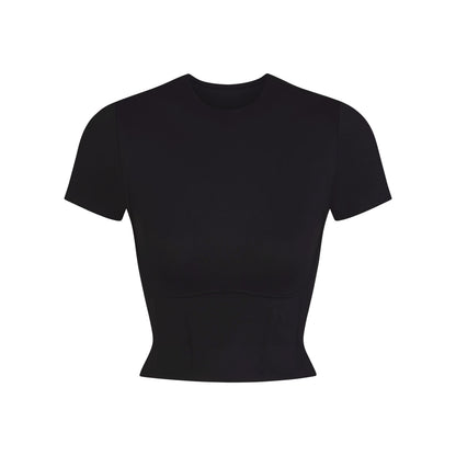 NikeSKIMS MATTE CROPPED CORSET T-SHIRT | OBSIDIAN