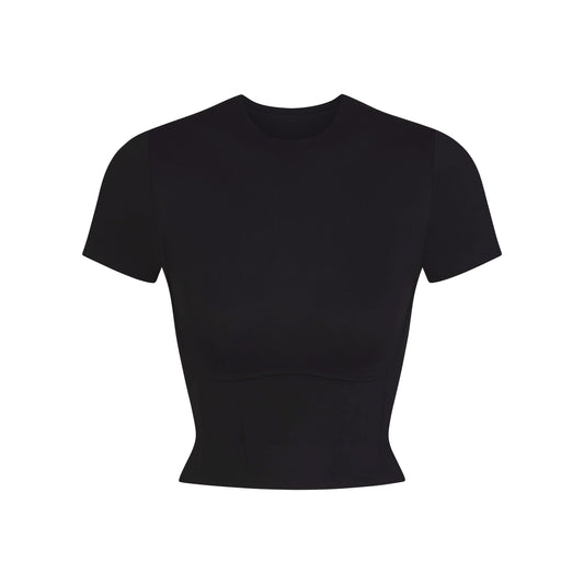 NikeSKIMS MATTE CROPPED CORSET T-SHIRT | OBSIDIAN