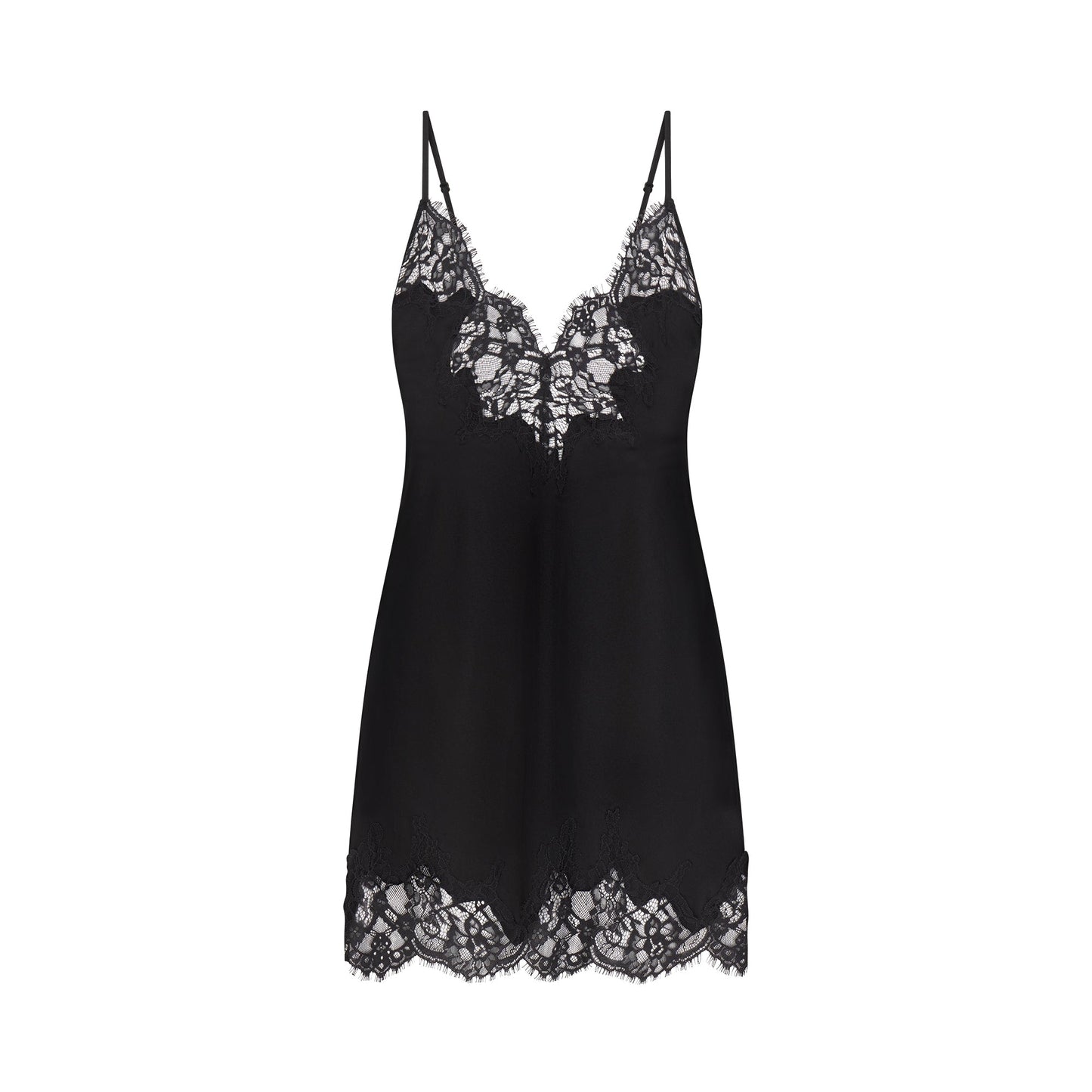 SILK LACE MINI SLIP DRESS | ONYX
