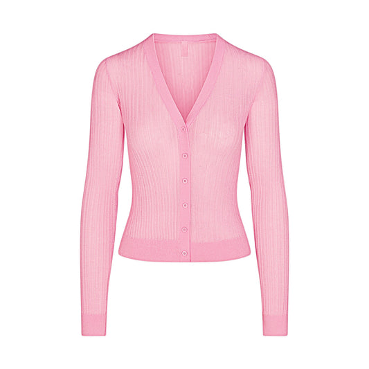 SHEER KNIT CARDIGAN | PEONY