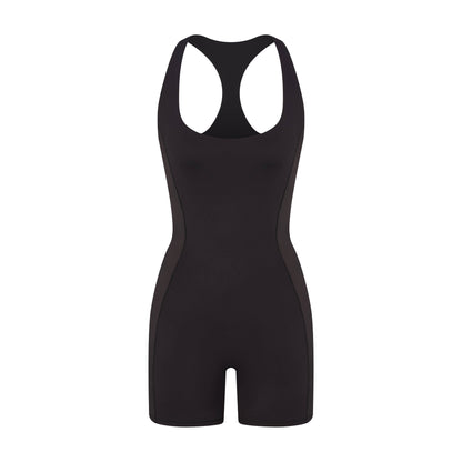 NikeSKIMS MATTE SHINE MIX RACERBACK 5" ONE PIECE | OBSIDIAN AND IGNEOUS
