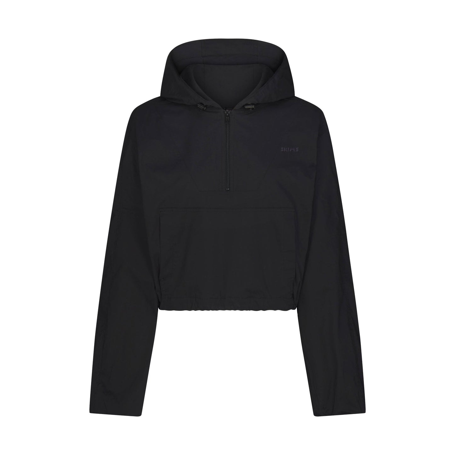 WOVEN COTTON HALF ZIP PULLOVER | ONYX
