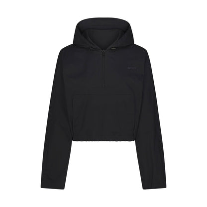 WOVEN COTTON HALF ZIP PULLOVER | ONYX