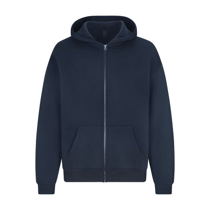 FLEECE LOUNGE MENS RELAXED ZIP UP HOODIE | NAVY