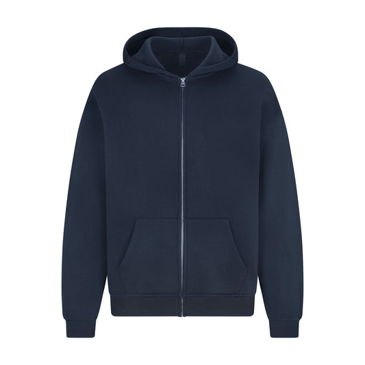 FLEECE LOUNGE MENS RELAXED ZIP UP HOODIE | NAVY
