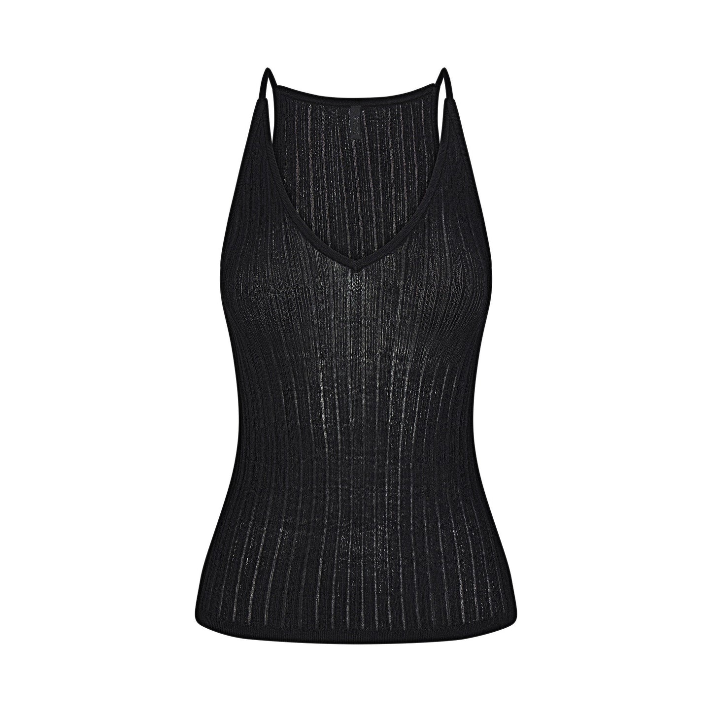 SHEER KNIT PLUNGE TANK | ONYX