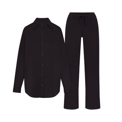 ORGANIC COTTON SLEEP LONG SLEEVE SET | OBSIDIAN