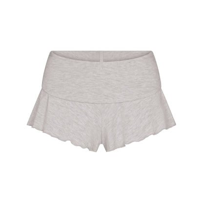 SKIMS SLEEP HENLEY AND FOLDOVER SHORT SET | LIGHT HEATHER GREY