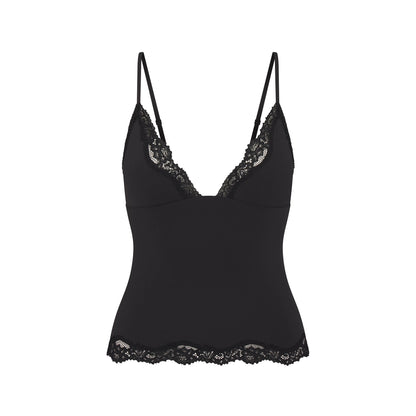 FITS EVERYBODY LACE TRIANGLE CAMI AND BOY SHORT SET | ONYX
