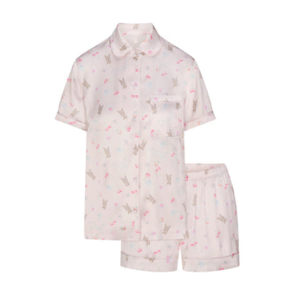 WOVEN SHINE SHORT SLEEP SET | BARELY PINK SNACK BAG