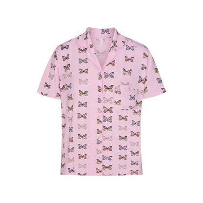 SKIMS SLEEP SHORT SLEEVE BUTTON UP SET | PEONY BUTTERFLY PRINT