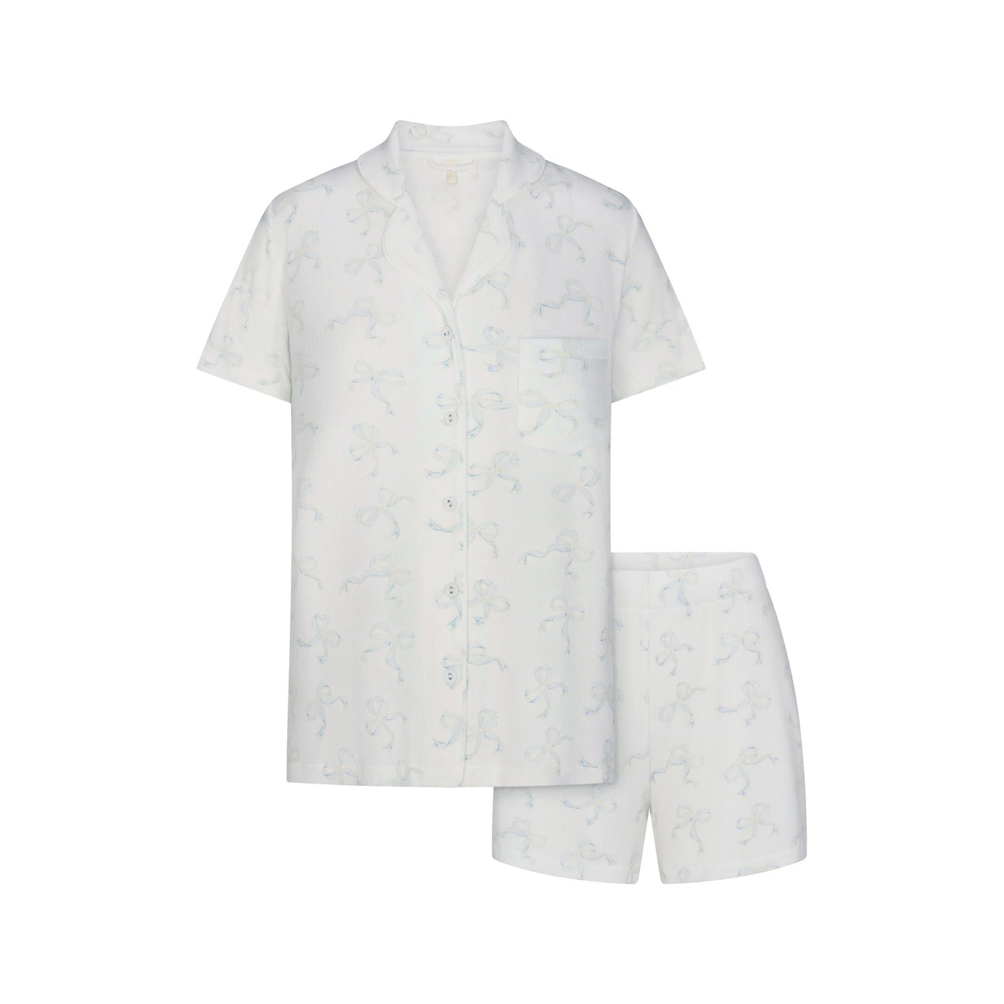 SOFT LOUNGE SHORT SLEEP SET | IVORY PEARL BOWS PRINT