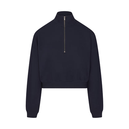 DRAPEY FRENCH TERRY HALF ZIP | NAVY