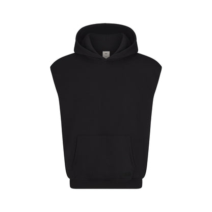 FLEECE LOUNGE MENS SLEEVELESS HOODIE | WASHED ONYX